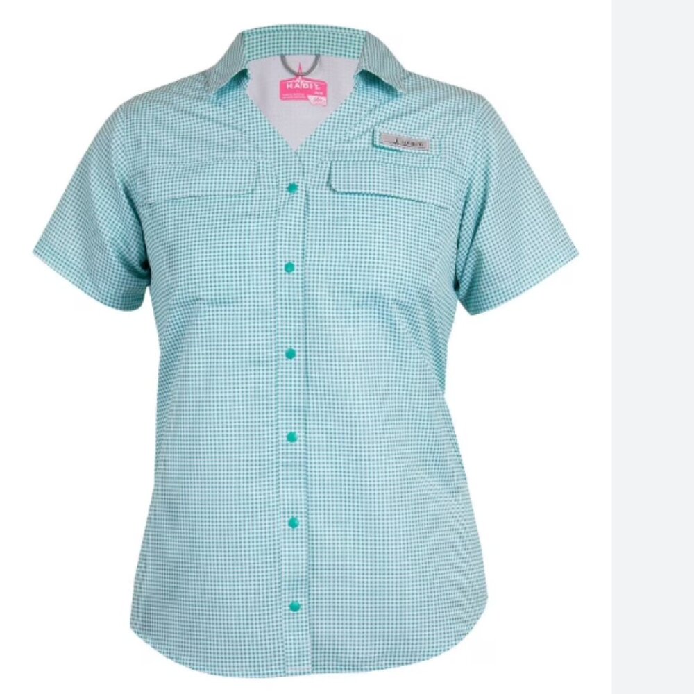 Habit Pikes Pier Short Sleeve River Shirt in Turquoise Check M